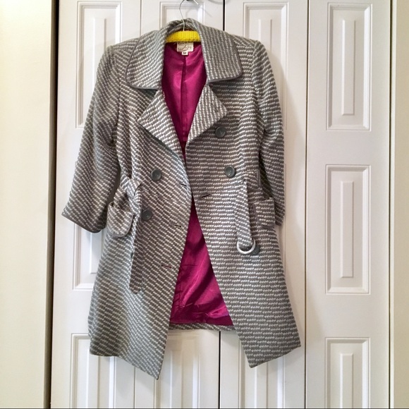 Tulle Belted Pea Coat - Picture 6 of 7